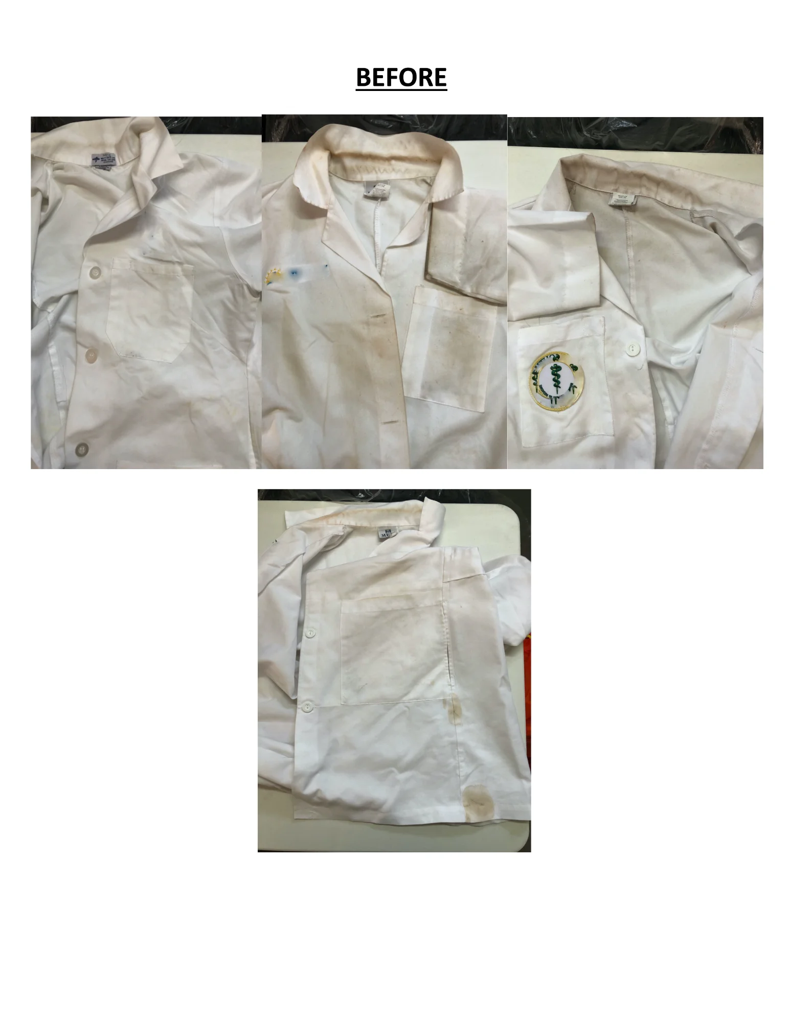 Before - Stained lab coats